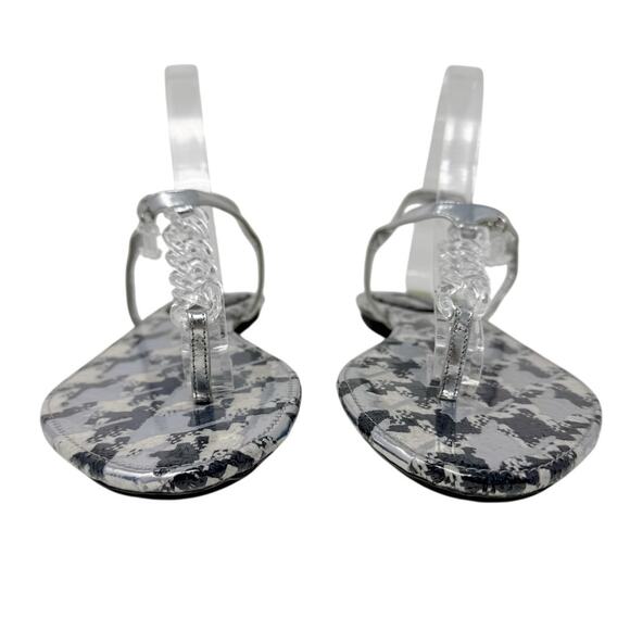 Chanel Clear Acrylic Chain CC Logo PVC Houndstooth Thong Flat Sandal size 39 - Picture 3 of 14